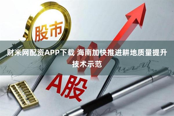 财米网配资APP下载 海南加快推进耕地质量提升技术示范